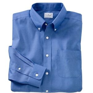 L.L. Bean Mens Wrinkle Resistant Pinpoint Oxford Cloth Shirt Slim Fit Size 18 35
